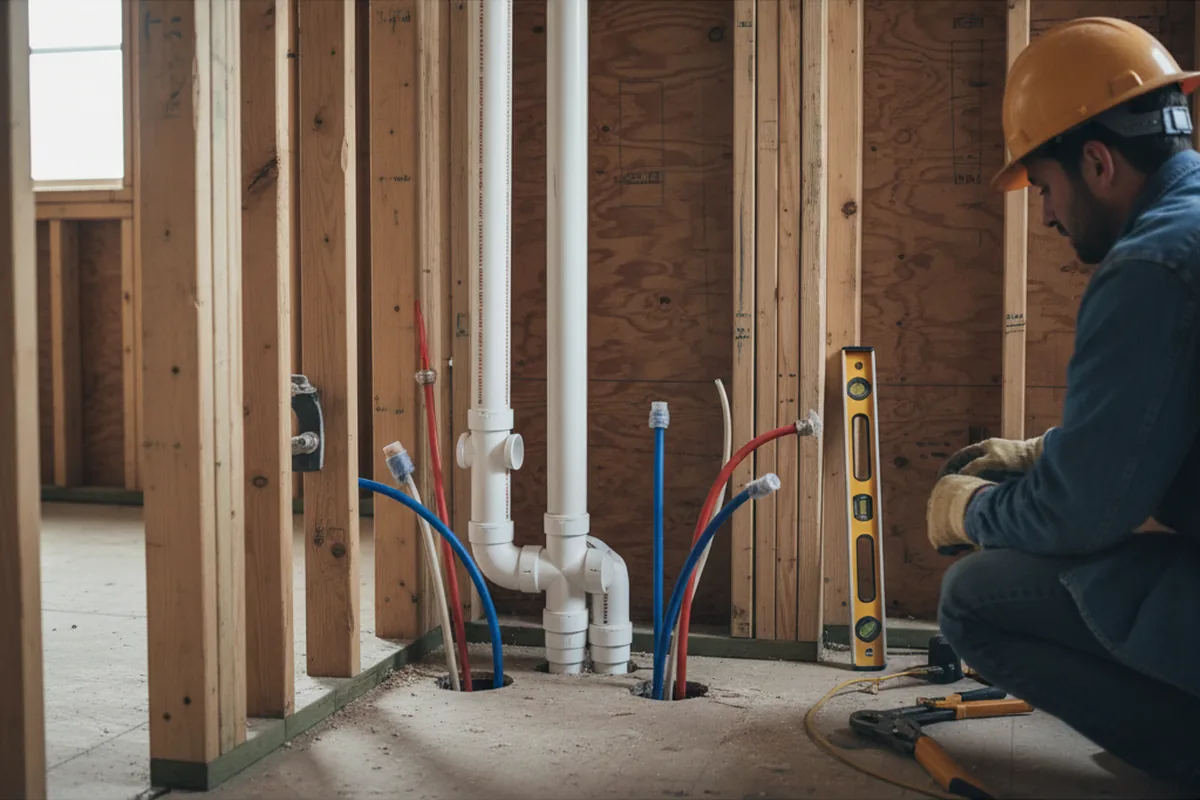 Drain and supply rough-in during Leak Detection in Accomac