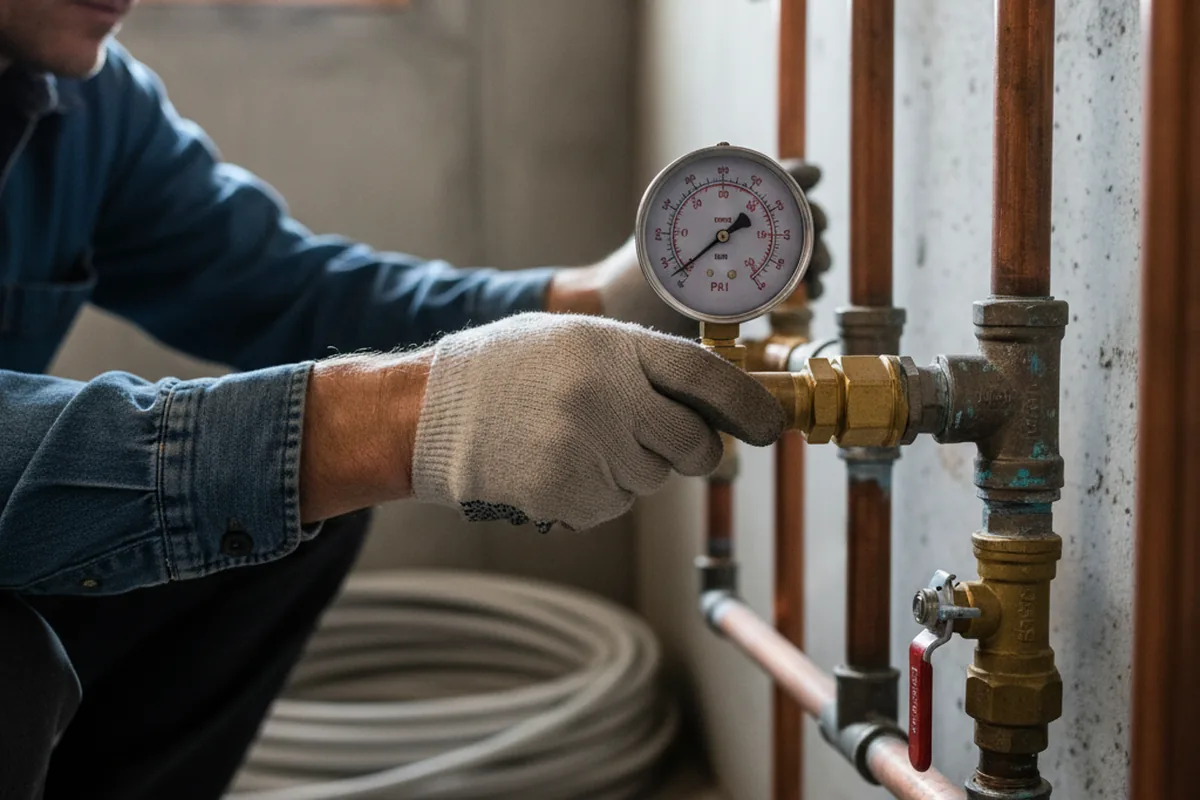 Pressure testing a repaired line during Water Line Repair in Accomac